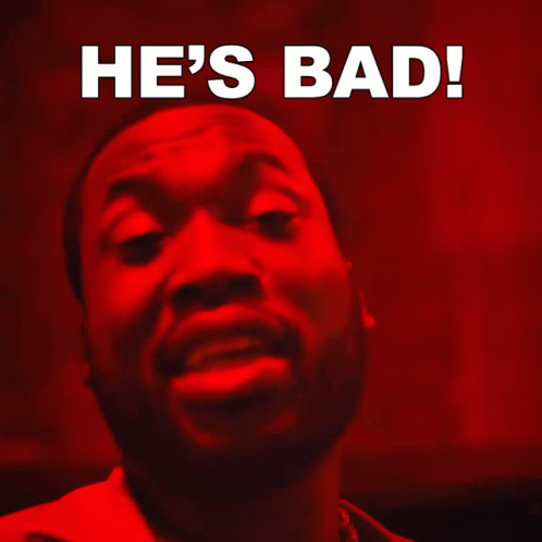 Bearded Man Saying He's Bad On Red Background GIF