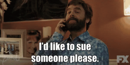 Bearded Man Saying I'd Like To Sue Someone Please GIF