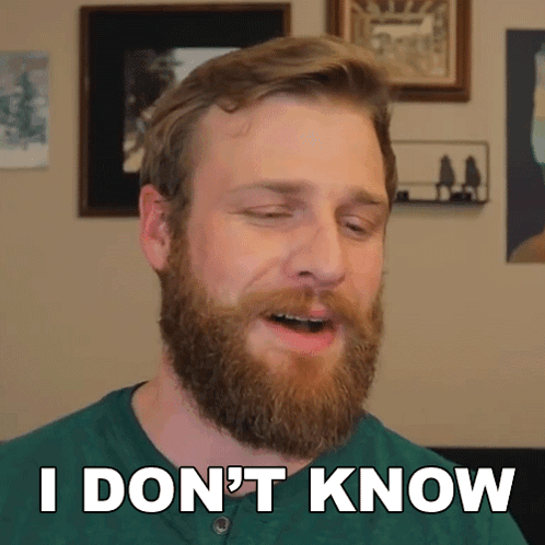 Bearded Man Saying I Don't Know With Eyes Closed GIF