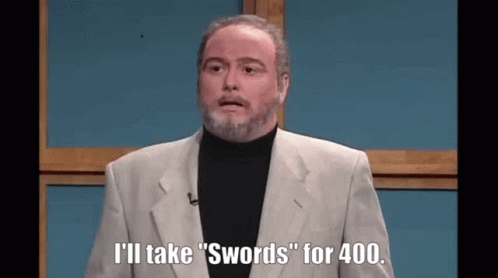 Bearded Man Saying I'll Take Swords For 400 GIF