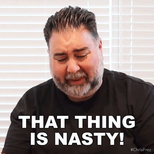 Bearded Man Saying That Thing Is Nasty In Black Shirt GIF