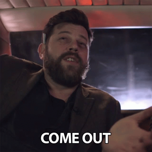 Bearded Man Says Come Out in a Car