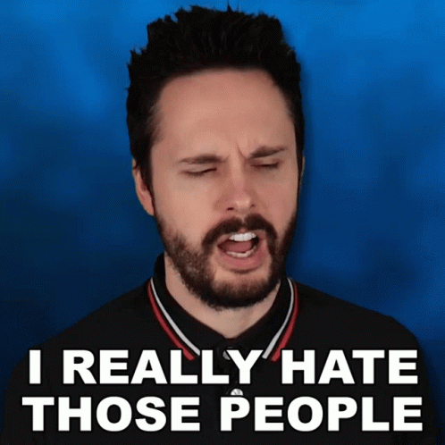 Bearded Man Says I Really Hate Those People Eyes Closed