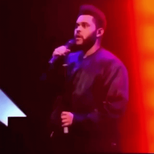 Bearded Man Singing Into Microphone on Stage