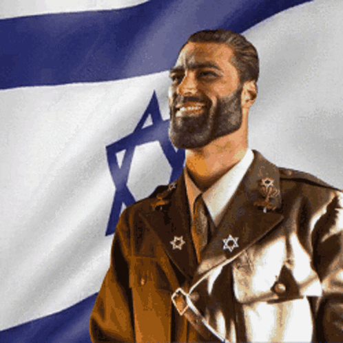 Bearded Man Smiling With Israel Flag