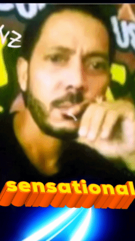 Bearded Man Smoking Cigarette Saying Sensational in Orange