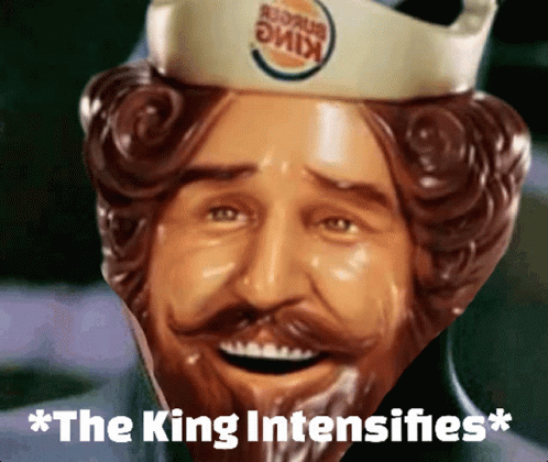 Bearded Man Statue Wearing Burger King Hat