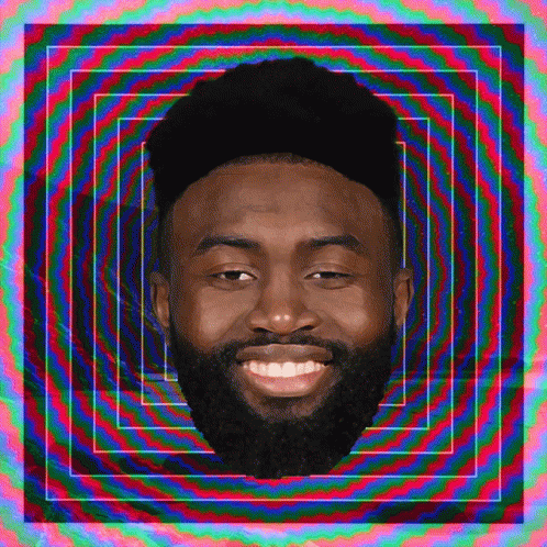 Bearded Man Surrounded by Colorful Circle