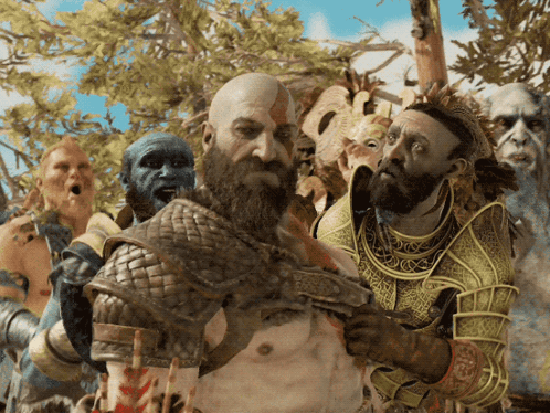 Bearded Man Surrounded by Men