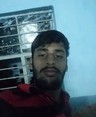 Bearded Man Taking Selfie Broken Window Building