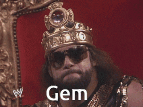 Bearded Man Wearing Crown and Sunglasses Gem