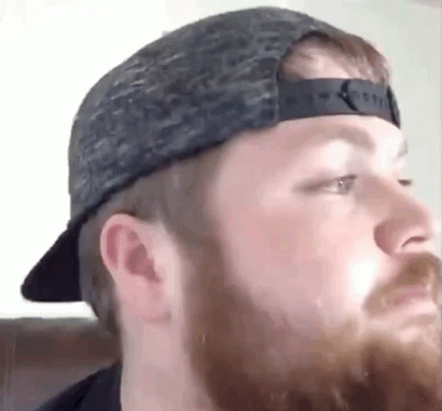 Bearded Man Wearing Hat Looks at Camera