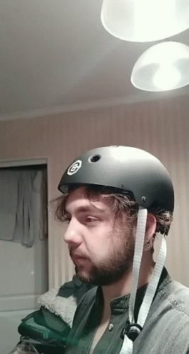 Bearded Man Wearing Helmet With G GIF