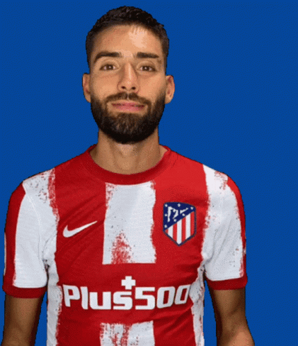 Bearded Man Wearing Red And White Plus500 Shirt GIF