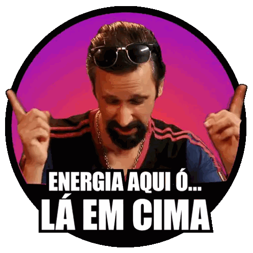Bearded Man Wearing Sunglasses and Energia Aqui Shirt