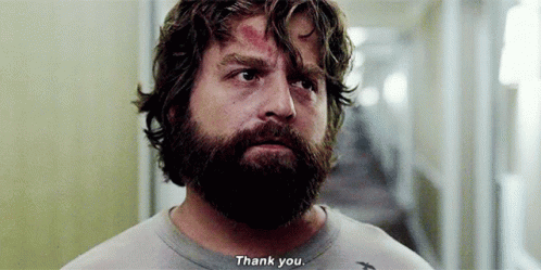 Bearded Man Wearing Thank You Shirt