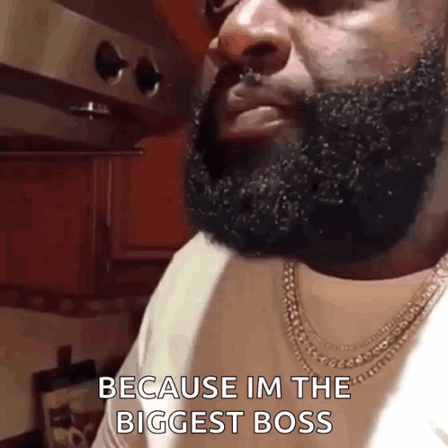Bearded Man White Shirt Because Im Biggest Boss GIF