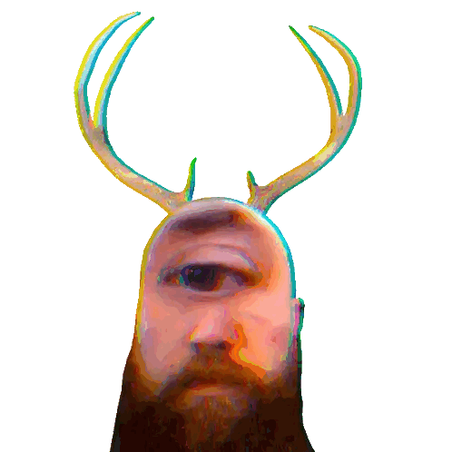 Bearded Man with Antlers Painting