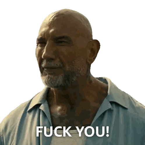 Bearded Man with Chest Tattoo Saying Fuck You