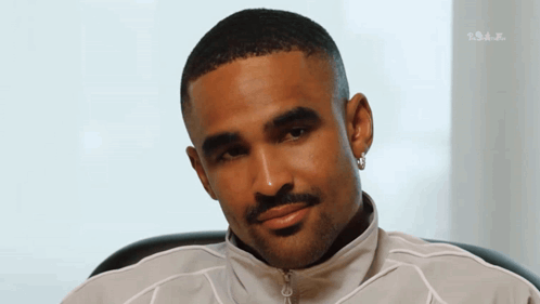 Bearded Man With Earrings In White Jacket Looking GIF
