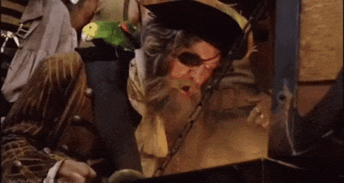Bearded Man with Eye Patch Smoking Cigarette
