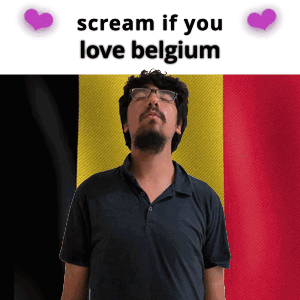 Bearded Man With Glasses by Belgium Flag