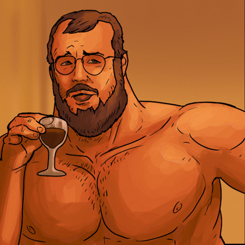 Bearded Man With Glasses Holding Wine GIF