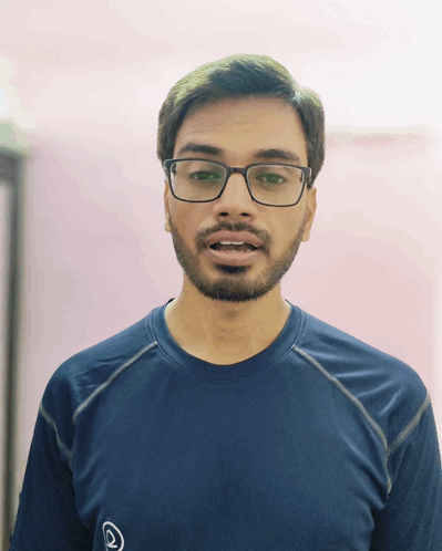 Bearded Man With Glasses in Blue Letter A Shirt
