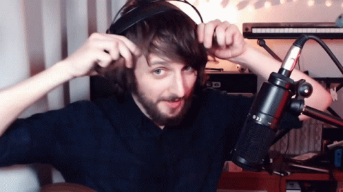 Bearded Man With Headphones And Microphone 003 GIF