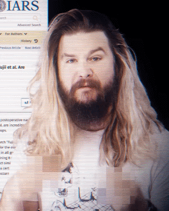 Bearded Man with Long Hair at Diarists Screen