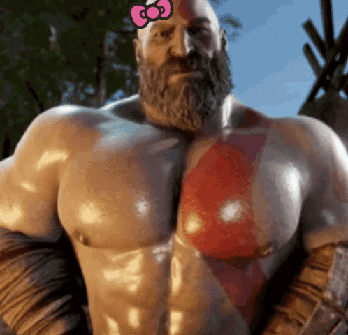 Bearded Man with Pink Bow