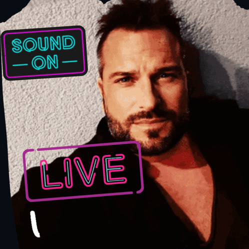 Bearded Man With Sound On Live Sign GIF