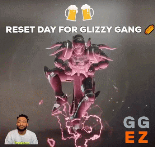 Bearded Man With Video Game Character Saying Reset Day for Glizzy Gang