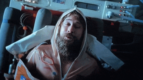 Bearded Man Wrapped in USA Logo Plastic Bag