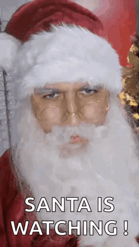 Bearded Santa Claus with Glasses Watching