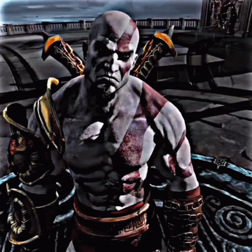 Bearded Video Game Character with Sword