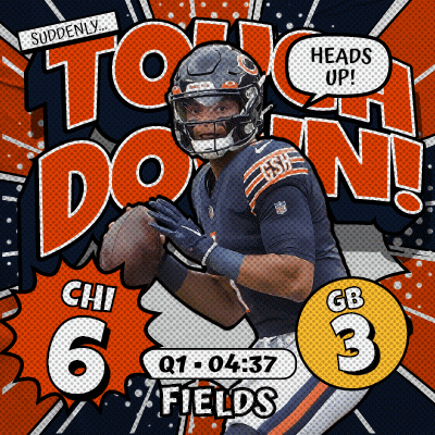 Bears Football Player Holding Football Says Heads Up GIF