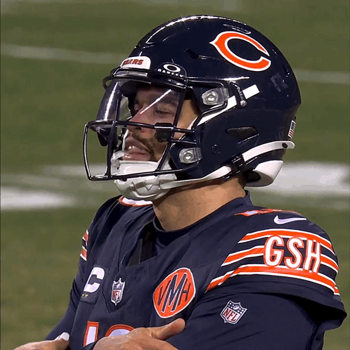 Bears Football Player in Helmet With C