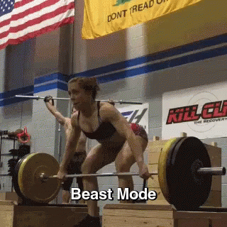 Beast Mode Woman Weightlifting GIF