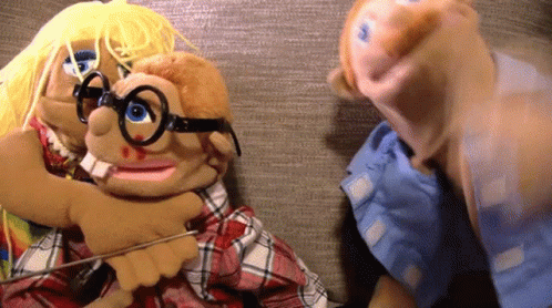 Jealous Hand Puppets Beat Up Action GIF