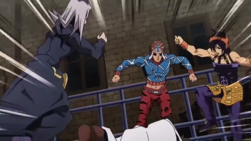 Bad Guys Beat Up Jojo In Jojo's Bizarre Adventure GIF