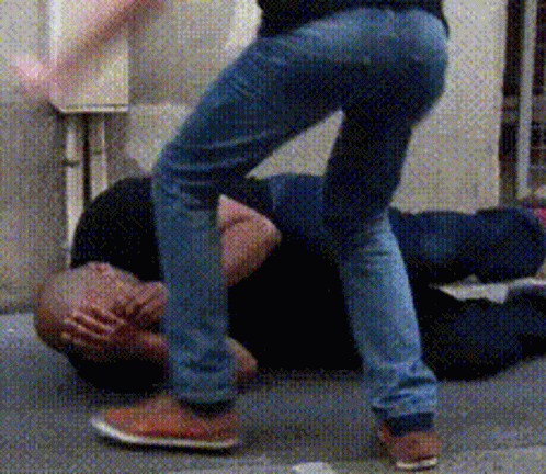 Cocky Guy Beat Up Bulky Victim GIF