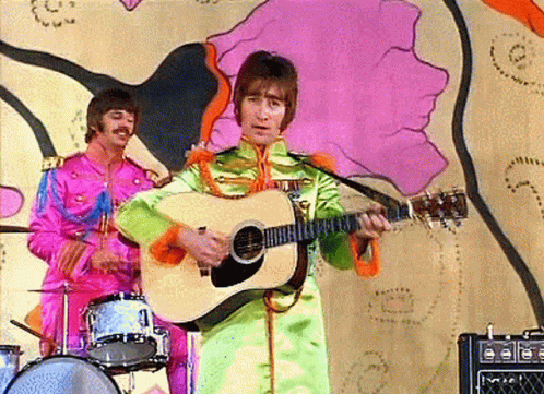 Beatles John Lennon Ringo Starr Performing GIF