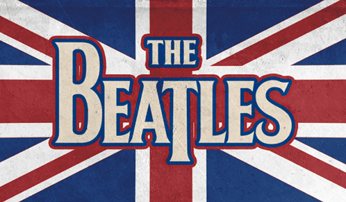 Beatles Poster With British Flag Background