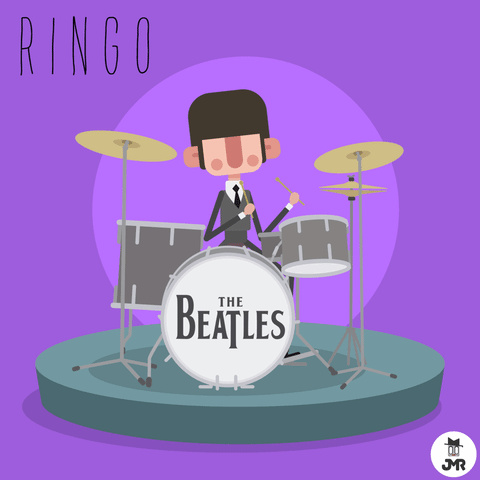 Beatles Ringo Starr Playing Drums Animation GIF