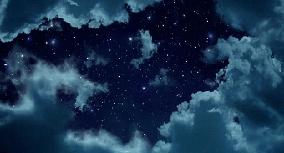 Beautiful Anime Night Sky Blue Stars GIF 
