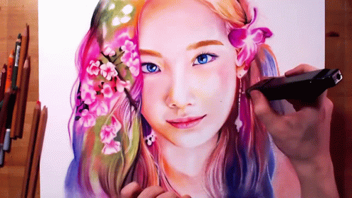 Beautiful Artwork Sketch Of Tae Yeon GIF