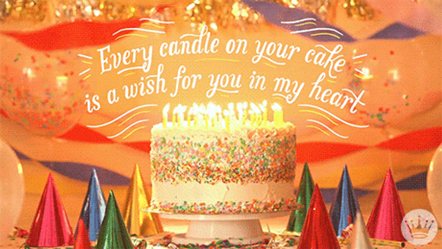 Beautiful Cake With Burning Candles Happy Birthday GIF