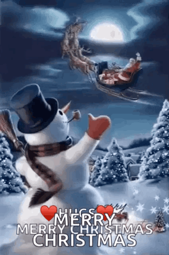 Beautiful Christmas Snowman Waving GIF