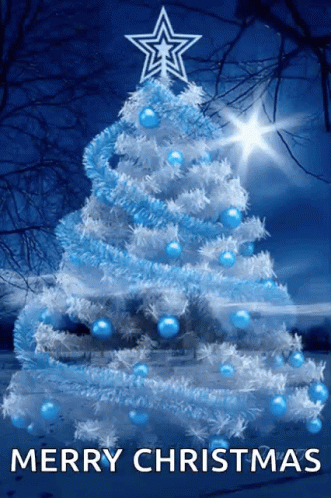 Beautiful Christmas Swirling White And Blue Tree GIF